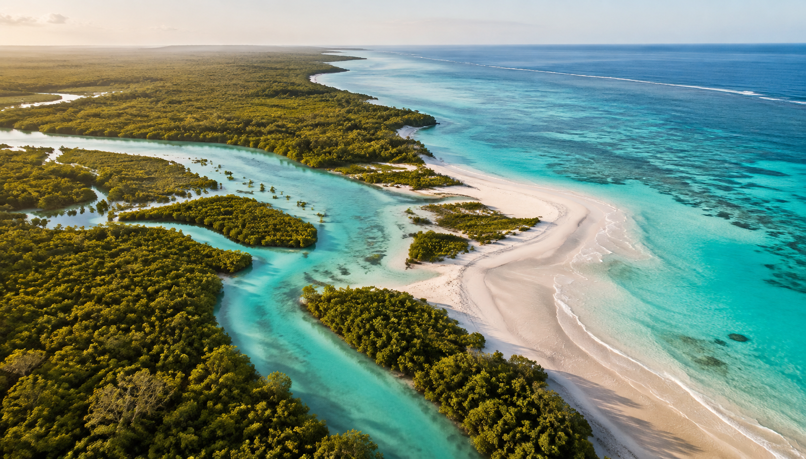 Costa del Kenya e mangrovie viste dall'alto